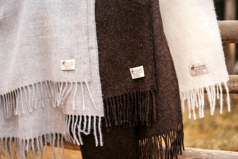 Paqari baby alpaca throws in natural Peruvian colorways