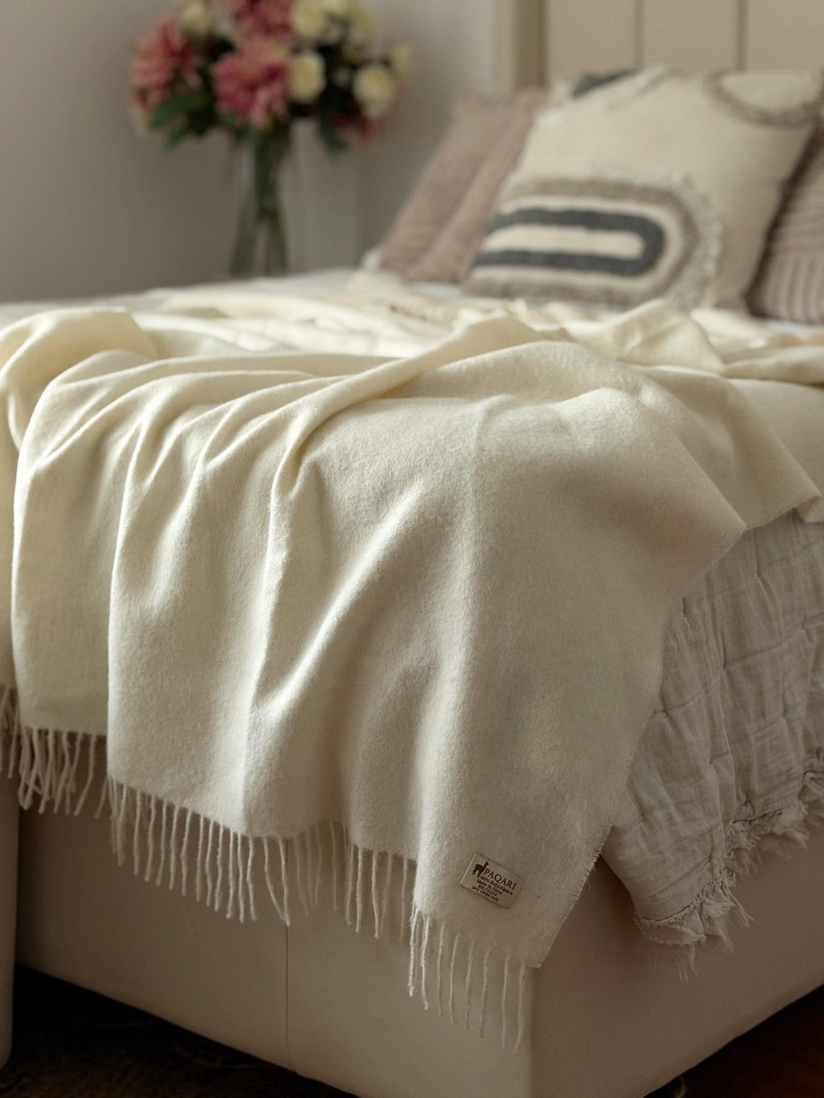 The Throw, Natural, 100% baby alpaca woven in Peru
