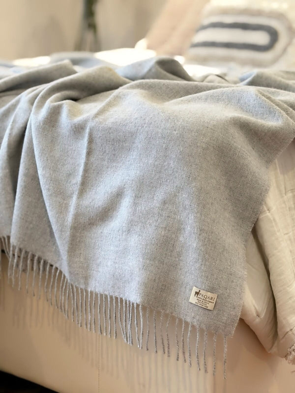 The Throw, Sterling, 100% baby alpaca woven in Peru