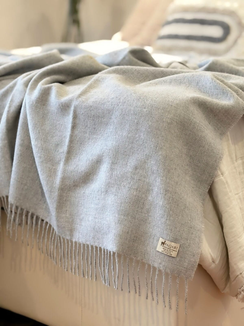 The Throw, Sterling, 100% baby alpaca woven in Peru